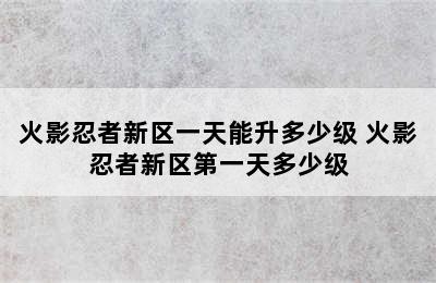 火影忍者新区一天能升多少级 火影忍者新区第一天多少级